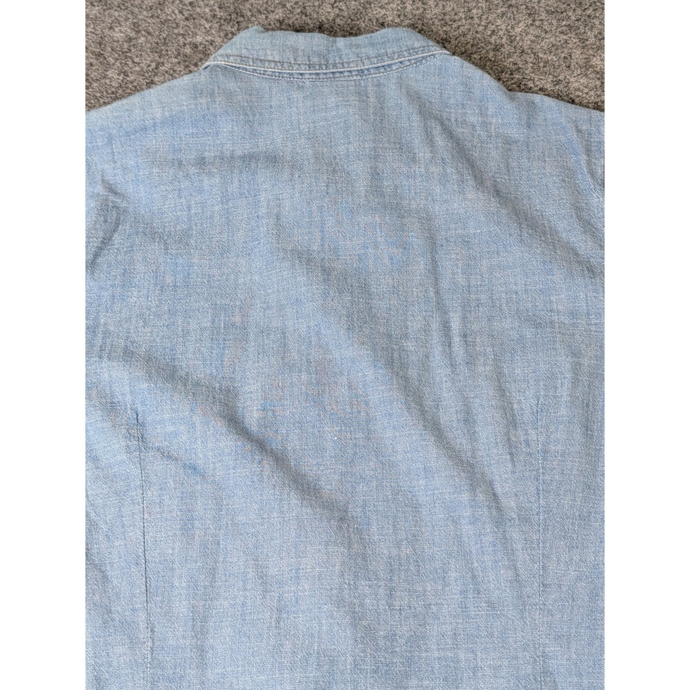 Faded Glory Womens Blue Chambray Short Sleeve Snap Button Down Shirt Large 12-14 - Picture 7 of 9